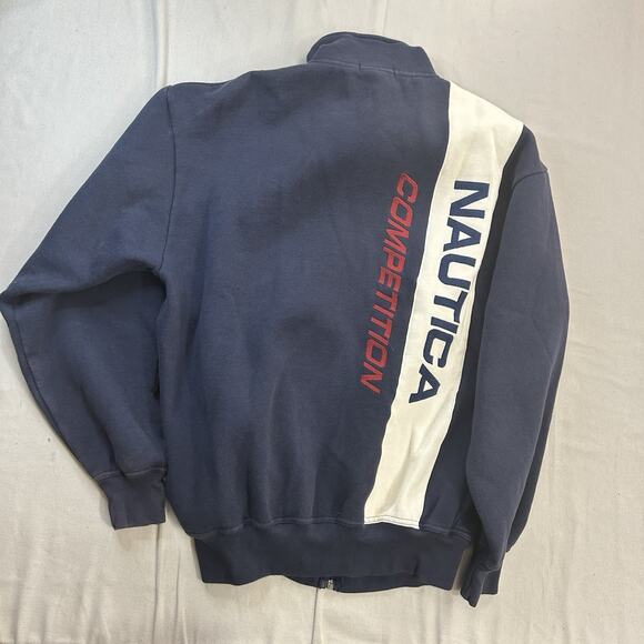 Vintage Nautica Competition Blue With Stripes Full Zip Sweatshirt Jacket Large - Picture 6 of 8
